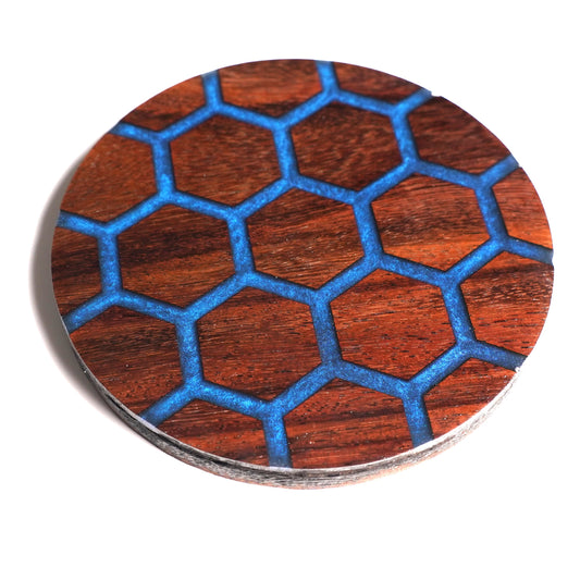 Honeycomb Pattern Epoxy Inlay Coaster Design